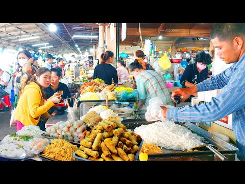 Best Street Food - Cambodia Rice Noodle, Spring Roll, Fried Noodles, Skewers, Seafood, Snacks