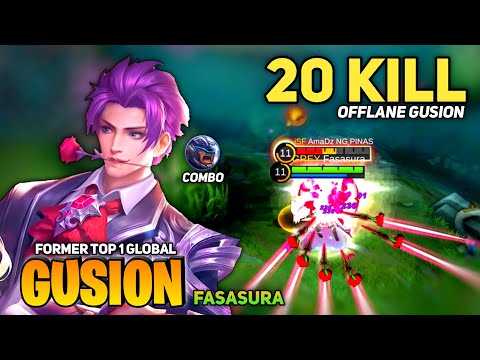 20 KILL! Offlane Gusion + Johnson Deadly Combo [Former Top 1 Global Gusion] Fasasura - Mobile Legend