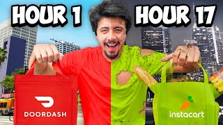 24 Hour DoorDash VS Instacart Challenge (WITHOUT STOPPING)