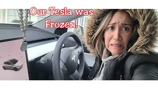 Our Tesla was frozen! I couldn't get in!