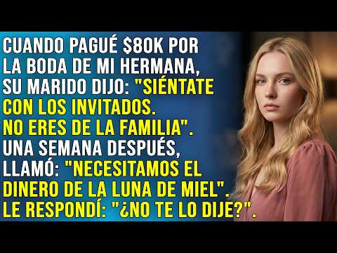 Gasté $80K en la boda de mi hermana, y su marido dijo: "Siéntate con los invitados".