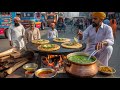PAKISTANI ROADSIDE BREAKFAST ALOO PARATHA WITH SAAG MAKHAN DESI CHEAPEST STREET FOOD COMPILATION