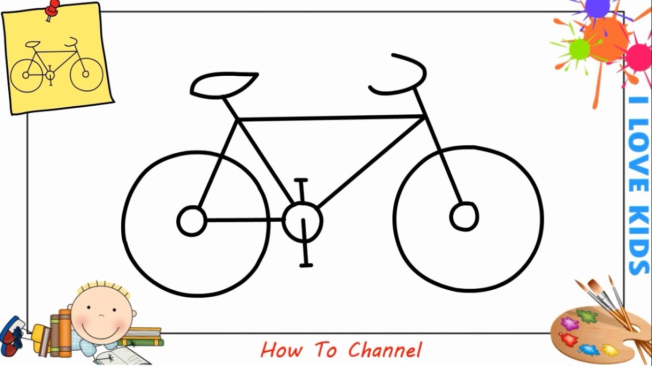 How to draw a bike (bicycle) EASY step by step for kids, beginners 3