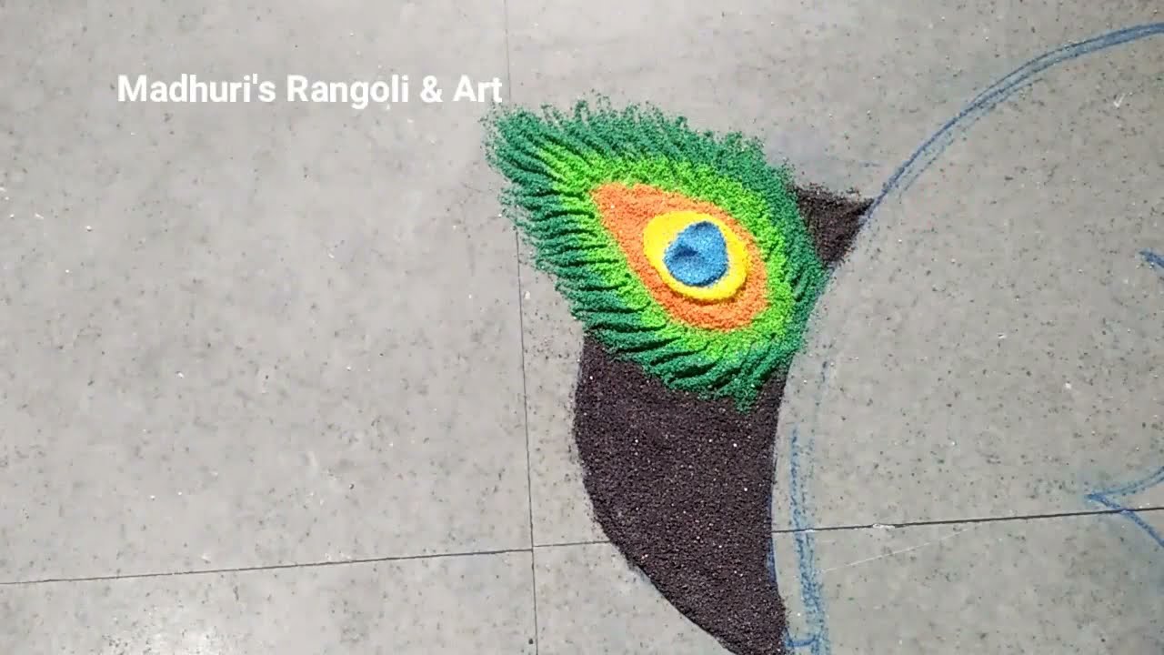  cute krishna rangoli design by madhuri rangoli and art