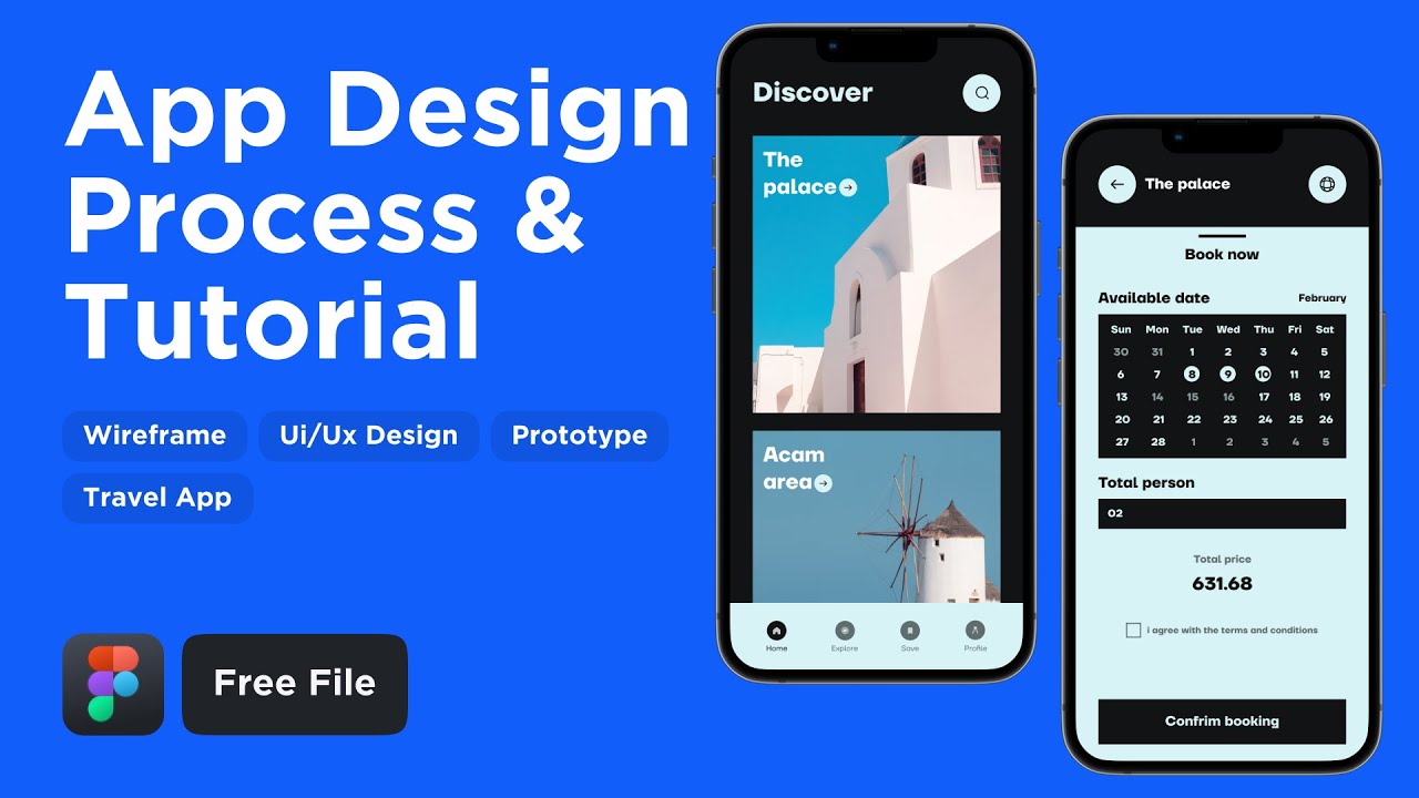 UI / UX Design Tutorial – Travel app – Wireframe, Design & Prototype