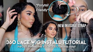 *NEW INVISIBLE STRAP WIG* ASHIMARY WATER WAVE GLUELESS 360 LACE WIG INSTALL | REALISTIC HAIR ♡