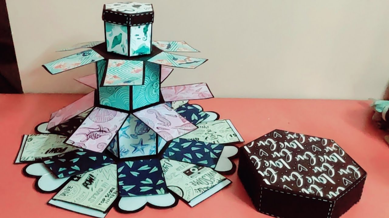 explosion box for beginners | how to make explosion box | hexagon tower explosion box tutorial