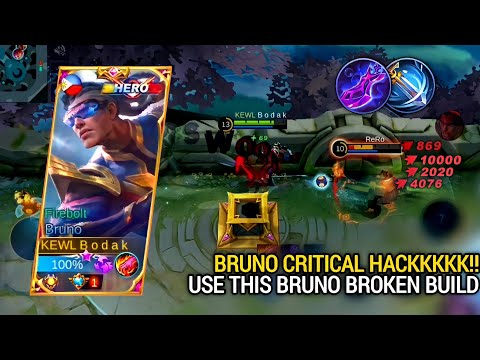 BRUNO CRITICAL HACKKKKK (use this broken build) | BRUNO BEST BUILD AND EMBLEM MLBB