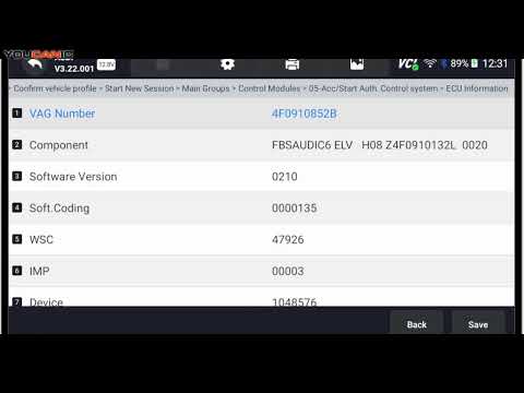 Fix Audi Keyless Start Issues: Diagnosing ACC Start Authorization with YOUCANIC Scanner!