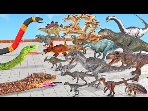 Reptiles Battle - Revolt of Giant Titanoboa vs Dinosaur All Units Animal Revolt Battle Simulator