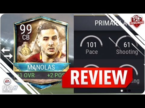 FIFA MOBILE 99 MANOLAS REVIEW #FIFAMOBILE 99 CB GLOBAL TOUR LEGEND MANOLAS PLAYER REVIEW GAMEPLAY
