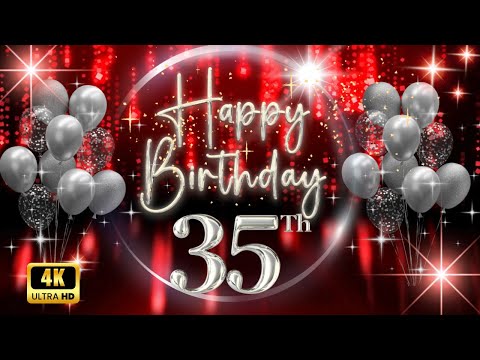 Happy 35th Birthday in Red & Silver 🎉 30 Min 4K Loop Elegant Wallpaper &  Background Screensaver