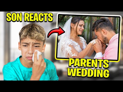 11 Year Old Son REACTS To Our WEDDING VIDEO.. EMOTIONAL 😢