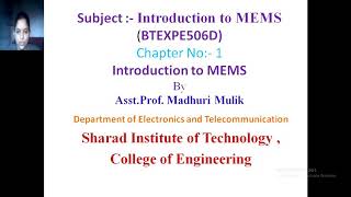 MEMS_unit no-1- Introduction to MEMS- by- Madhuri Mulik