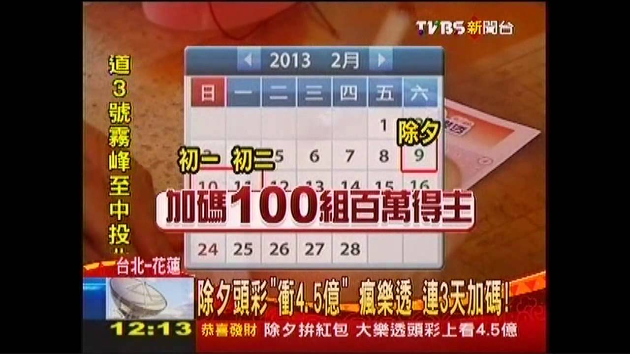 除夕拚4.5億！　加碼百萬「一注對101次」