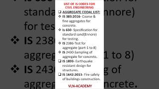 Concrete,Aggregate,ERDS & NDT tests Codal lists.