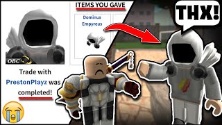 Linkmon99 Roblox Mm2 म फ त ऑनल इन व ड य - i lose the most expensive dominus if he wins frenzy ft preston