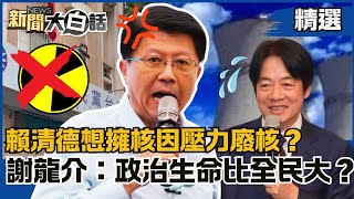 【#精選】賴清德想擁核因壓力廢核？謝龍介：政治生命壓力比全民大？藍台南黨部11人遭起訴終極目標是他？【#新聞大白話】#謝龍介 #熱搜大來賓