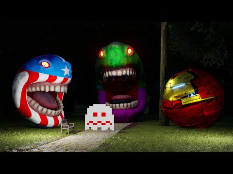 Ghost vs Captain America Ironman Hulk [Pacman's Avengers]