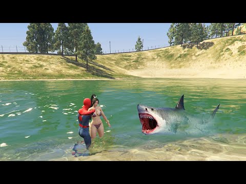 Spiderman Hunting Shark, GTA 5 Spider-Man Ragdolls Compilation 48