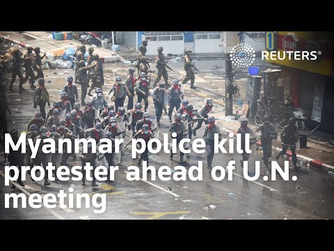 緬甸警察在聯合國會議前殺死抗議者。 (Myanmar police kill protester ahead of U.N. meeting)