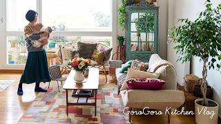 【夫婦二人暮らしvlog】休日の満足度をあげるためにできること〜お気に入りのお花と映画、猫との癒し時間🐈 パリの日常💐