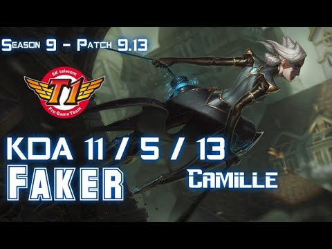 SKT T1 Faker CAMILLE vs YASUO Mid - Patch 9.13 KR Ranked