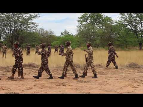 Namibia Defence Force (NDF) firing riffles at Struggle Veteran Isak A Shoome "Nangata" funeral"