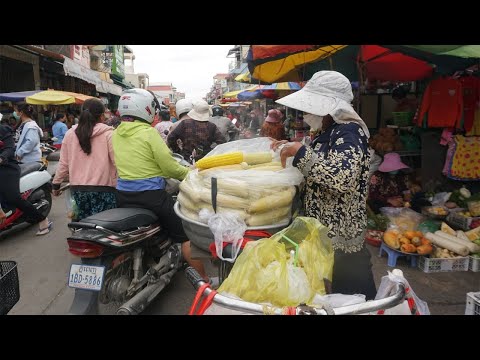 Morning Street Food Market @Phsa Chrang ChamResh - Walk Around Street Food Kilo7 Market Russey Keo