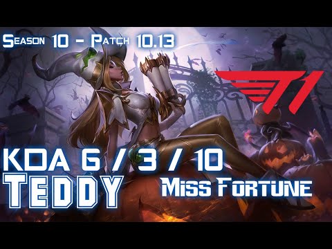 T1 Teddy MISS FORTUNE vs ASHE ADC - Patch 10.13 KR Ranked