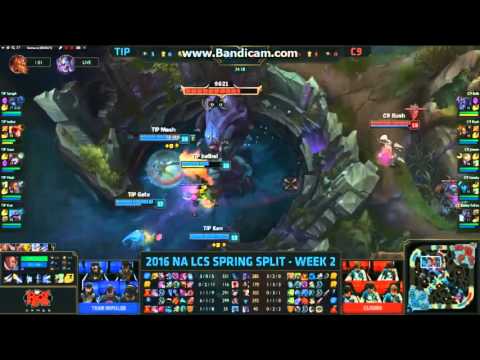 Leauge of Legends - NA LCS 2016 - EPIC TEAM FIGHT (TIP vs C9)