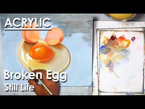 Broken Egg Realistic Still Life Painting in Acrylic