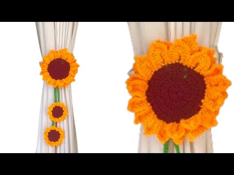 Beautiful Crochet Sunflower 🌻 Curtain Tieback......