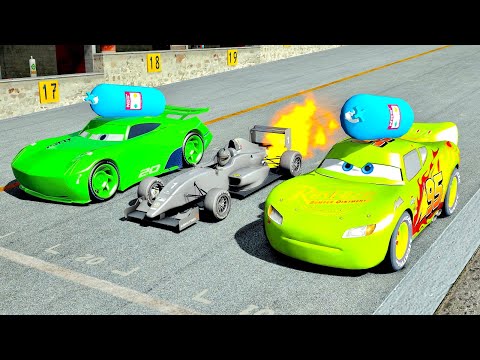 Lightning McQueen NOS Edition vs Formula Jet Engine vs Jackson Storm NOS Edition - Drag Race 10 KM