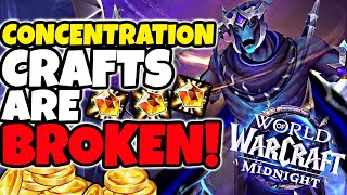 Concentration Crafting is BROKEN For Goldmaking in Midnight WoW!