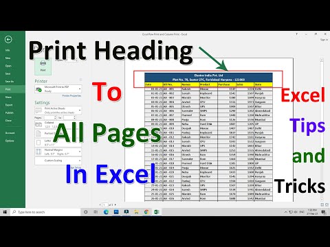 Print Heading In All Pages In Excel | Tips and Tricks In Excel | Page Setting In Excel | Print Title