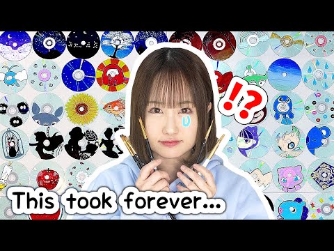 I am going to cry... Painting 100 CDs CHALLENGE 😭*tik tok art*