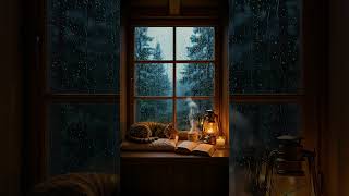 Rainy Window Cat Reading Corner 4K