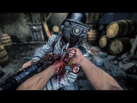 Wolfenstein The Old Blood - Stealth & Pipe Kills Über Gameplay (Prison & Docks) No HUD