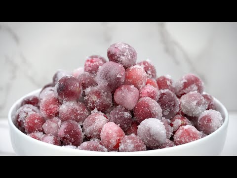 The BEST quick & easy Sugared Cranberries #recipe #cookingvideo #dessert #candy #christmas