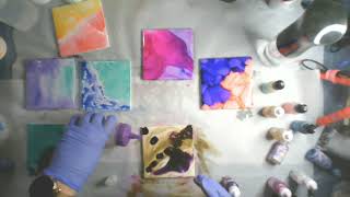 Alcohol Inks + 4x4 Ceramic Tiles + Resin = Really Cool Coasters