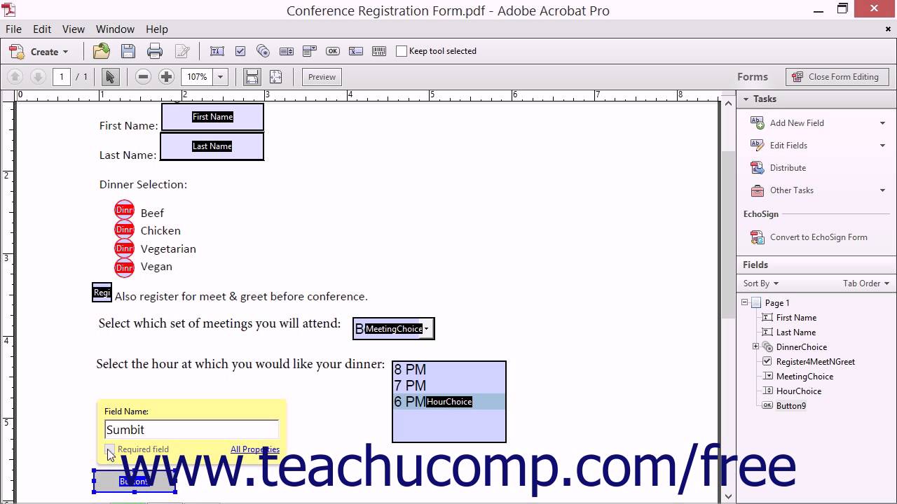 Creating Buttons - Adobe Acrobat XI Training Tutorial Course