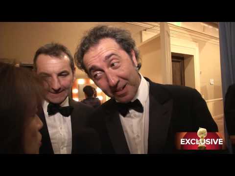 Best Foreign Film Paulo Sorrentino - backstage interview - Golden Globes 2014