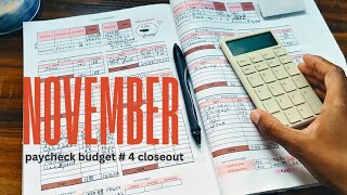 November paycheck # 4 | $1400 budget closeout (slightly OVER BUDGET)