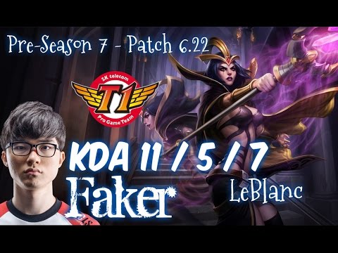 SKT T1 Faker LEBLANC vs LISSANDRA Mid - Patch 6.22 KR Flex Rank