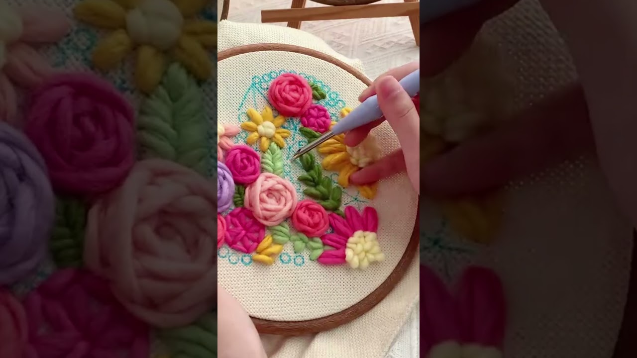 punch needle embroidery：Flower pattern