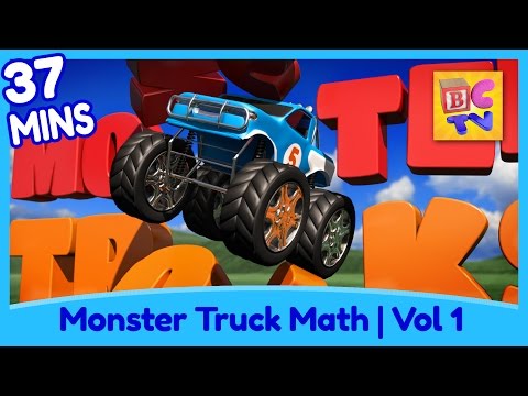 Learn Math and Counting Monster Trucks for Kids | Compilation Vol 1 - YouTube