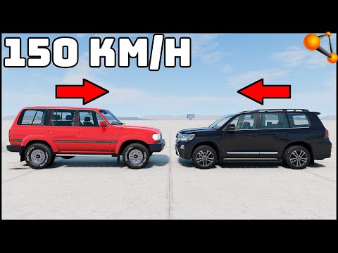 TOYOTA LC 80 vs TOYOTA LC 200! 150 Km/H CRASH TEST! - BeamNg Drive