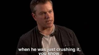 Matt Damon talks about the famous park bench scene with Robin Williams in Good Will Hunting