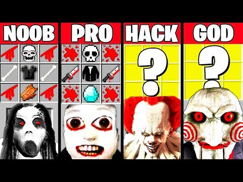 Minecraft Battle: HORROR BOSS CRAFTING CHALLENGE - NOOB vs PRO vs HACKER vs GOD ~ Funny Animation